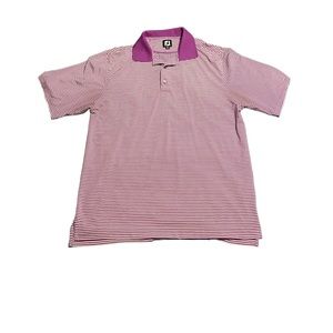 FJ FootJoy Golf Polo Shirt Mens L Striped Short Sleeve Collared Shirt